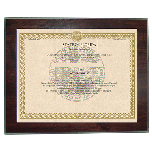 Indiana Notary Commission Certificate Frame 8.5 x 11 Inches